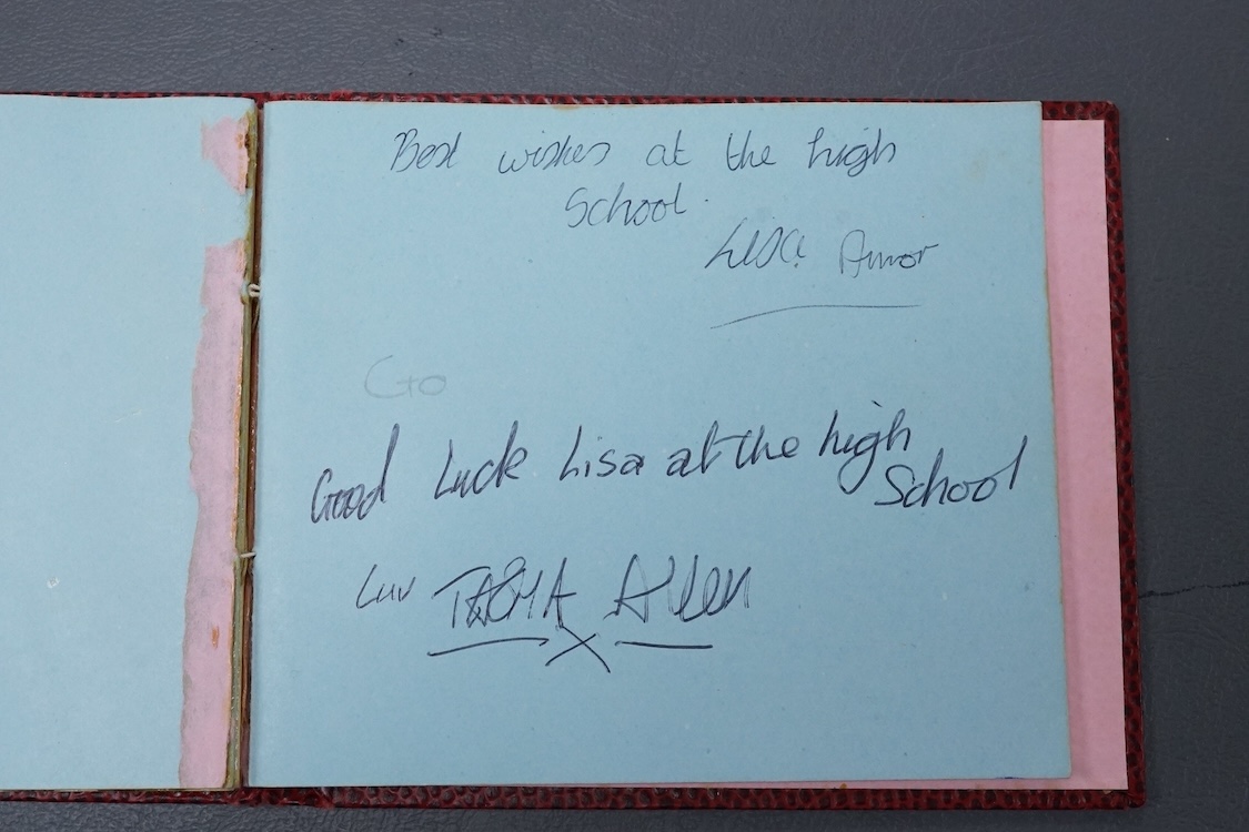 A 1960s autograph book including a page with all four The Beatles signatures, all in contrasting ball point pen, together with a number of other signatures later in the album, following a number of blank leaves, includin
